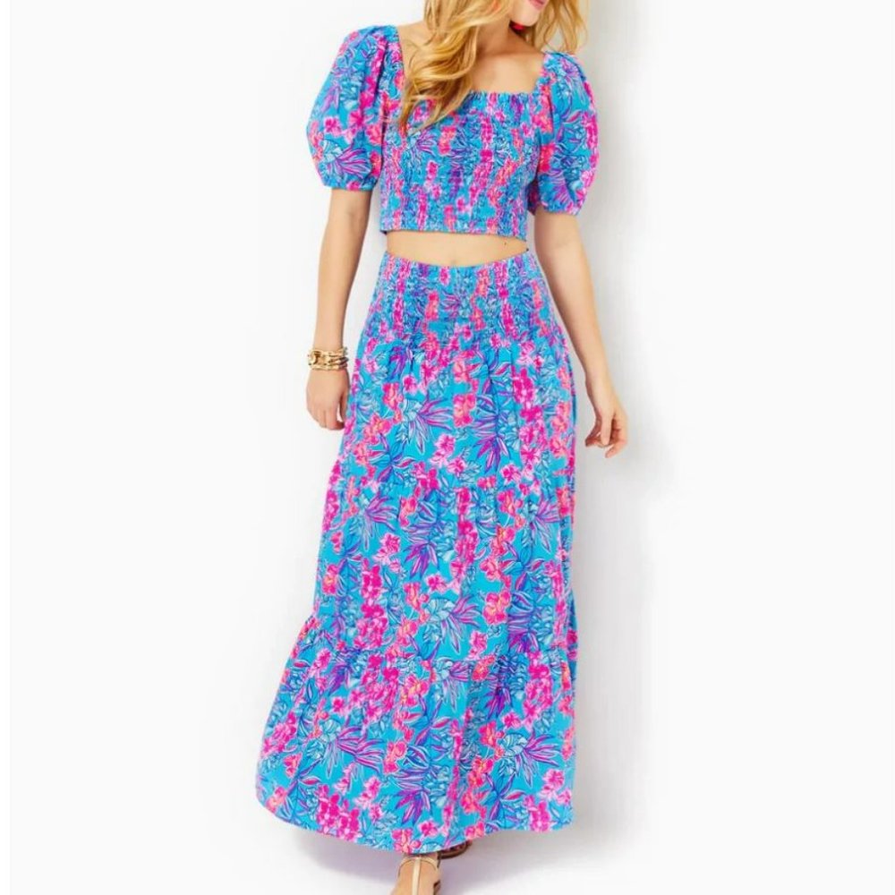 Lilly Pulitzer Aston Maxi Set Cumulus Blue Orchid Oasis